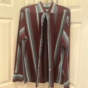 Ben Sherman Burgundy with Stripes Dress Shirt